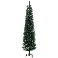 HOMCOM 6FT Artificial Snow Dipped Christmas Tree Xmas Pencil Tree Holiday Home Indoor Decoration with Foldable Black Stand, Green(m-2)