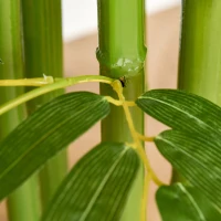 HOMCOM 4.6FT Artificial Bamboo Tree Faux Decorative Plant in Nursery Pot for Indoor Décor(m-9)