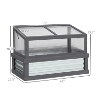 Outsunny Raised Garden Flower Bed Kit with Lean-to Greenhouse, Wooden Cold Frame Planter, 41" x 22.5" x 28.25", Gray(m-3)