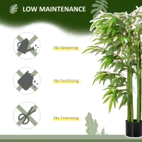 HOMCOM 4.6FT Artificial Bamboo Tree Faux Decorative Plant in Nursery Pot for Indoor Décor(m-6)