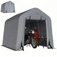 Outsunny 8' x 6' Carport with Sidewalls and Roll-up Door, Outdoor Storage Shelter for Motorcycle and Car, Dark Grey(m-9)