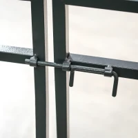 Outsunny 81" Steel Garden Arch with Gate Outdoor Courtyard Arbor for Climbing Vine Plants Lawn Backyard Decoration Dark Grey(m-10)