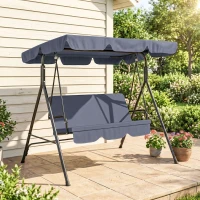 Outsunny 3-Seat Outdoor Patio Swing Chair with Removable Cushion, Steel Frame Stand and Adjustable Tilt Canopy for Patio, Garden, Poolside, Balcony, Backyard, Gray(m-2)