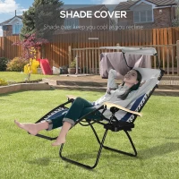 Outsunny Padded Zero Gravity Lounge Chair, Anti-Gravity Recliner Lounger Lawn Chair w/ Headrest, Side Tray, Outdoor Oxford Fabric, Supports 264 LBS, Blue(m-6)