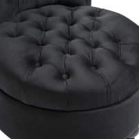 HOMCOM Retro High Back Armless Royal Accent Chair Fabric Upholstered Tufted Seat for Living Room, Dining Room and Bedroom, Black(m-8)