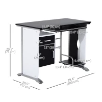HOMCOM Computer Desk Table Home Office Furniture with Keyboard Tray and CPU Stand, Black and White(m-3)