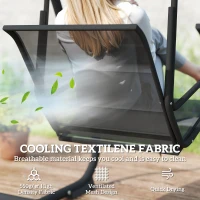 Outsunny Patio Swing Chair w/Adjustable Canopy Outdoor Porch Swing w/Dual Independent Seats 2-Seat Grey(m-5)