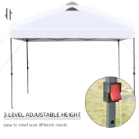 Outsunny 10' x 10' Pop Up Canopy Tent, Instant Sun Shelter with 3-Level Adjustable Height, Top Vents and Wheeled Carry Bag for Outdoor, Garden, Patio, White(m-5)