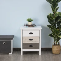 HOMCOM Accent Table Storage Cabinet with 3 Drawers Wooden Bedside Table Night Stand, Home Furniture(m-8)