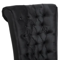 HOMCOM Retro High Back Armless Royal Accent Chair Fabric Upholstered Tufted Seat for Living Room, Dining Room and Bedroom, Black(m-9)