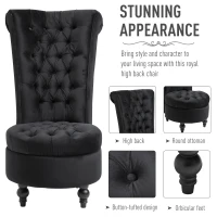 HOMCOM Retro High Back Armless Royal Accent Chair Fabric Upholstered Tufted Seat for Living Room, Dining Room and Bedroom, Black(m-4)