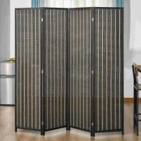 HOMCOM 4 Panel Room Divider, 6 Ft Tall Indoor Portable Folding Privacy Screens, Bamboo Hand-Woven Freestanding Partition Wall Divider for Home Office, Brown(m-8)