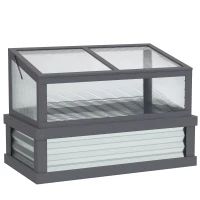 Outsunny Raised Garden Flower Bed Kit with Lean-to Greenhouse, Wooden Cold Frame Planter, 41" x 22.5" x 28.25", Gray(m-11)