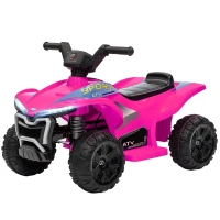 Qaba Kids ATV Quad, 6V Ride On Toy with Rechargeable Battery, Light, Music, Forward & Reverse for Toddlers, Pink(m-1)
