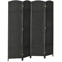 HOMCOM Folding Room Divider Screen 4 Panel 5.6 ' Tall Privacy Screen Freestanding Room Partition for Home Office, Black(m-11)