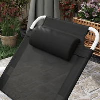 Outsunny Folding Chaise Lounge, Outdoor Sun Tanning Chair, 4-Position Reclining Back, Armrests, Removable Pillow, Black(m-9)