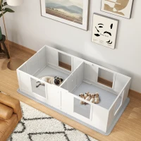 PawHut Double Room Design Whelping Box for Dogs with Whelping Pad, Clear Panels, Adjustable Entrance, for Small Dogs(m-2)