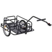 Aosom Folding Bicycle Cargo Trailer Utility Bike Cart Carrier Garden Patio Tool with Hitch Black(m-2)