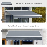 Outsunny 10' x 8' Manual Retractable Awning, Sunhade Shelter Canopy UV Protection for Window Door Patio Deck Yard, Dark Grey(m-6)