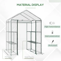 Outsunny 56" x 56" x 77" Walk-in Greenhouse, Portable Garden Flower Seed Warm House with 8 Shelves, Outdoor Plant Growth Hot House, PVC Cover, Transparent(m-4)