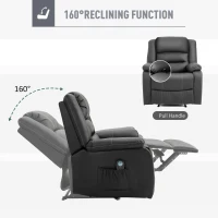 HOMCOM Vibrating Massage PU Leather Recliner Chair with Footrest, Remote Control, and 8 Massaging Points, Black(m-5)