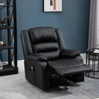 HOMCOM Vibrating Massage PU Leather Recliner Chair with Footrest, Remote Control, and 8 Massaging Points, Black(m-2)