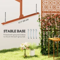 Outsunny Decorative Outdoor Privacy Panel with Stand, Freestanding Metal Outdoor Divider for Garden, Backyard, Deck, Brown(m-6)