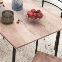 HOMCOM 5 Piece Dining Table Set for 4, Space Saving Kitchen Table and 4 Chairs, Rectangle, Steel Frame for Dining Room, Oak(m-9)