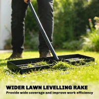 Outsunny Lawn Leveling Rake, 30" x 10" Heavy Duty Yard Leveling Rake with 66.5" Handle for Backyard, Golf Course(m-4)