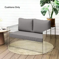 Outsunny 2 Seater Outdoor Seat Cushions with Backrest, Loveseat Double Sofa Outdoor Furniture Cushions, Light Grey(m-1)