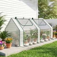 Outsunny 6' x 3' x 3' Portable Greenhouse, Garden Hot House with Two PE/PVC Covers and 2 Roll Up Windows, Clear(m-10)