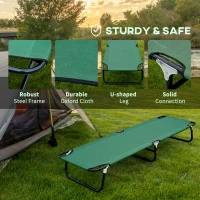 Outsunny Camping Cot for Adults, Folding Bed, Portable Sleeping Cot for Travel, Beach, Hiking, Rated for 264lbs, Green(m-4)