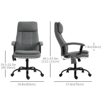 Vinsetto Office Chair 2-Point Massage Executive Ergonomic USB Power Adjustable Height 360° Swivel Grey(m-3)