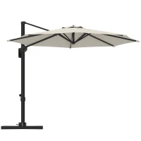 Outsunny 10' Offset Patio Umbrella Cantilever Umbrella with Aluminium Pole 360° Rotation and Tilt Adjustment, White(m-9)