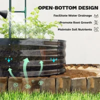 Outsunny Galvanised Raised Garden Bed with Arched Trellis, 5 x 3 x 6ft Metal Outdoor Planter Box with Open Bottom, Dark Gray(m-9)