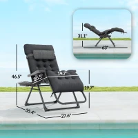 Outsunny Padded Zero Gravity Chair, Folding Recliner Chair with Cup Holder Cushion, Black(m-3)