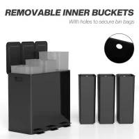 HOMCOM Garbage Bin, Soft-Close Trash Can with Foot Pedal, 3x5 Gallon (3x20 L) Garbage Can with Removable Inner Buckets, Black(m-7)