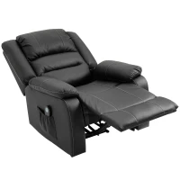 HOMCOM Vibrating Massage PU Leather Recliner Chair with Footrest, Remote Control, and 8 Massaging Points, Black(m-7)