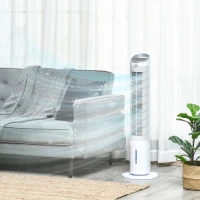 HOMCOM 3-In-1 Evaporative Air Cooler, Oscillation Cooling Fan, Swamp Cooler with Ice Packs, Remote Control, Timer, 3 Modes and 3 Speeds, White(m-8)