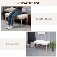 HOMCOM 32" Linen Upholstered Bedroom Bench, French End of Bed Bench with Thick Padded Cushion and Wooden Legs, Cream White(m-6)