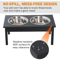 PawHut 23" Wooden Heavy Duty Dog Food Bowls Pet Elevated Feeding Station -Black(m-5)
