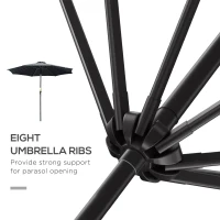 Outsunny 10' x 8' Round Market Umbrella, Patio Umbrella with Crank Handle and Tilt, Outdoor Parasol for Garden, Black(m-7)