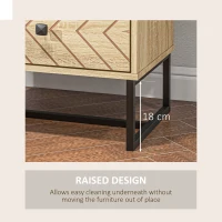 HOMCOM Modern Nightsta, Bedside Table with Drawers, Side End Table with Metal Legs for Bedroom, Zig Zag Design, Natural(m-4)