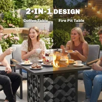 Outsunny Propane Fire Pit Table, 28 Inch Gas Fire Pit with Explosion-Proof Net and Glass Wind Guard, Gas Tank Holder(m-4)