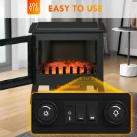 HOMCOM 24" Electric Fireplace Stove, 1000W/1500W Freestanding Fireplace Heater with Adjustable Temperature, Black(m-5)