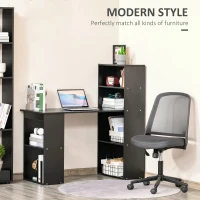 HOMCOM Computer Desk with 6-Tier Storage Shelves, Writing Desk Workstation with Bookshelf for Home Office, Black(m-4)