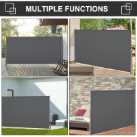 Outsunny Patio Outdoor Folding Retractable Side Awning Privacy Screen with Resistance to UV Rays & Wind, 118" x 63", Light Grey(m-6)