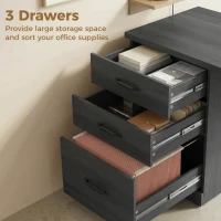 HOMCOM Computer Desk with 3 Drawers, 47" Home Office Desk with Adjustable Hanging Rails for Letter A4 Files, Black(m-4)