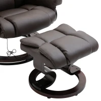HOMCOM Massage Recliner Chair Swiveling Armchair with Footrest, with Wrapped Wood Base, 10 Vibration Levels, Faux Leather, Brown(m-7)