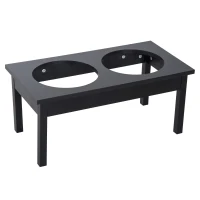 PawHut 23" Wooden Heavy Duty Dog Food Bowls Pet Elevated Feeding Station -Black(m-9)